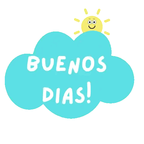 Buenos Dias Smiling Sun Cloud Sticker