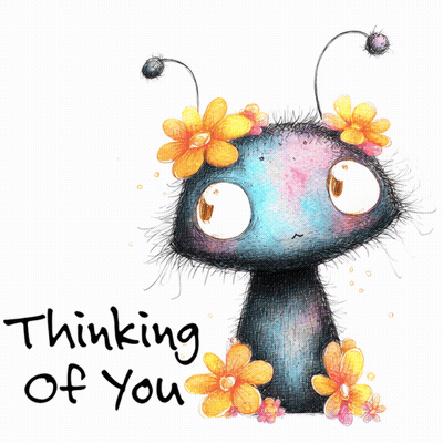 Bug With Yellow Flowers Thinking Of You GIF