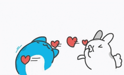 Bugcat & Rabbit Sending Kisses GIF