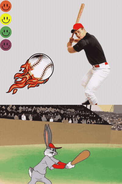 Bugs Bunny And Baseball Player With Smiley Faces GIF