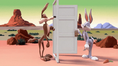 Bugs Bunny And Coyote Standing Together GIF