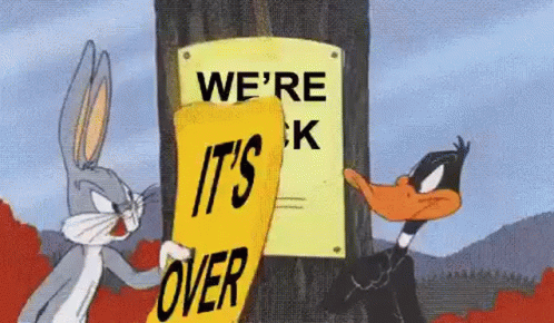Bugs Bunny And Daffy Duck Are Holding A Sign That Says `` We 'Re Ok '' . GIF