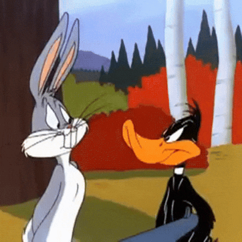 Bugs Bunny And Daffy Duck Are Talking To Each Other In A Cartoon GIF