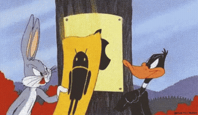 Bugs Bunny And Daffy Duck Looking At Android Picture GIF