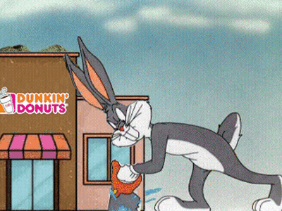 Bugs Bunny At Dunkin' Donuts GIF