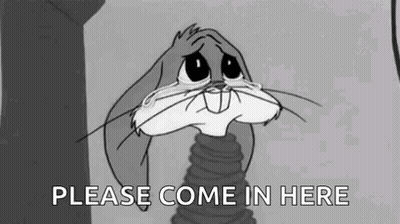 Bugs Bunny Crying Black And White Cartoon Asking Come In Here GIF