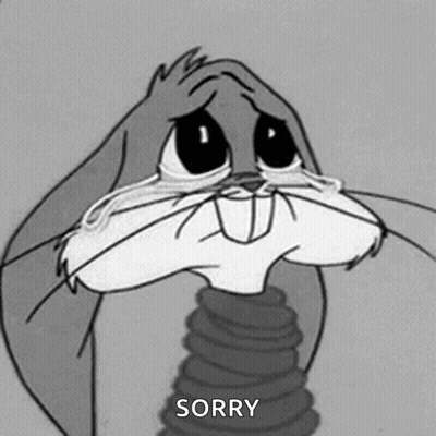 Bugs Bunny Crying Black And White Sorry GIF
