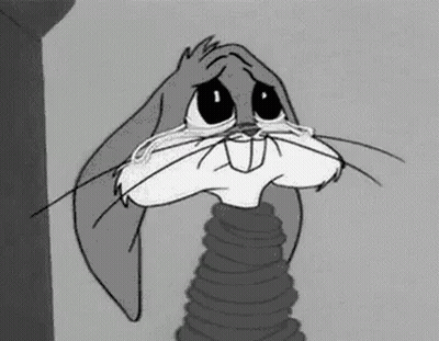Bugs Bunny Crying In Black And White GIF