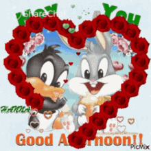 Bugs Bunny Daffy Duck Valentine Heart Buenas Tardes GIF