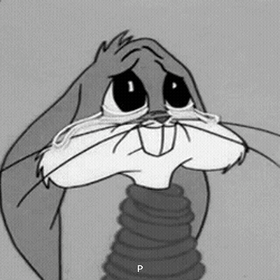 Bugs Bunny From Looney Tunes Is Crying In A Black And White Photo . GIF