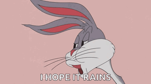 Bugs Bunny From Looney Tunes Says I Hope It Rains On A Pink Background GIF