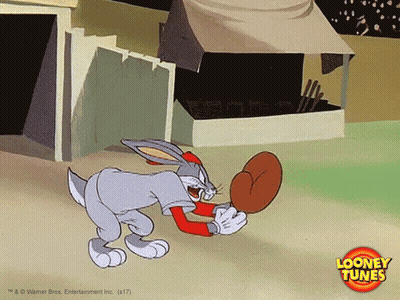 Bugs Bunny Holding Baseball Glove With Looney Tunes Logo GIF
