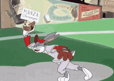 Bugs Bunny Holding Champagne Sign GIF