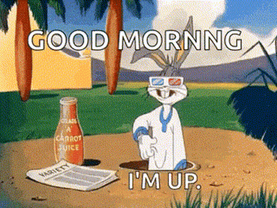 Bugs Bunny In 3D Glasses Saying Good Morning I'm Up GIF