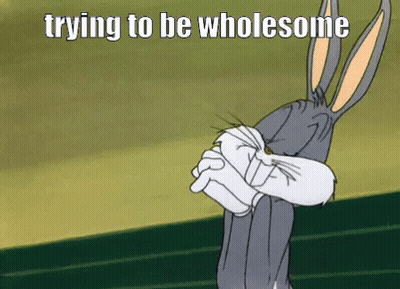 Bugs Bunny Is A Cartoon Character That Is Trying To Be Wholesome And Making A Face . GIF