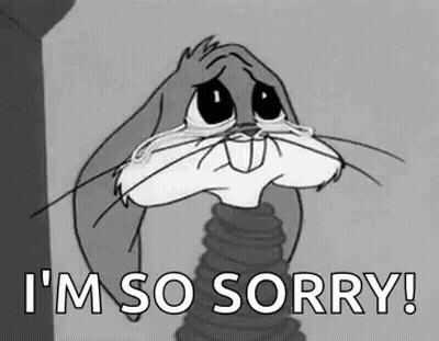 Bugs Bunny Is Crying And Saying `` I 'M So Sorry '' . GIF