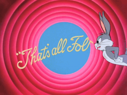 Bugs Bunny Is Flying Through A Circle With The Words That 'S All For Behind Him GIF