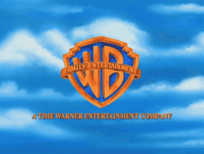 Bugs Bunny Is Flying Through The Air With The Wb Logo In The Background GIF