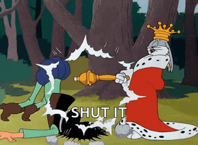 Bugs Bunny Is Holding A Sword In Front Of A King . GIF