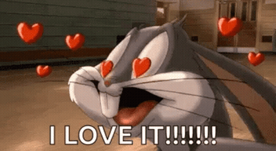 Bugs Bunny Is Holding Hearts In His Eyes And Saying `` I Love It ! '' GIF