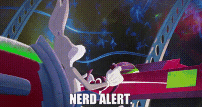 Bugs Bunny Is Sitting In A Car With The Words Nerd Alert Below Him GIF
