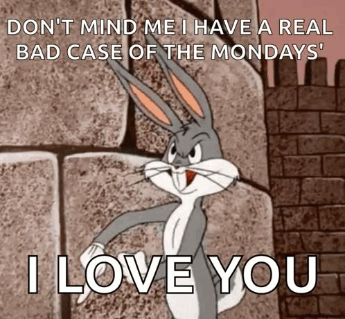Bugs Bunny Is Standing In Front Of A Brick Wall And Says " I Love You " GIF