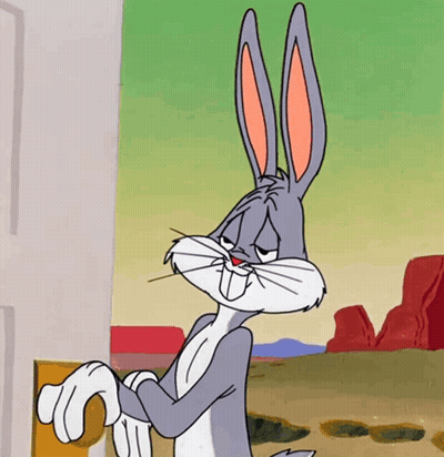 Bugs Bunny Is Standing In Front Of A Door With His Hands On The Handle GIF