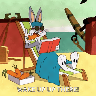 Bugs Bunny Reading Book On Beach Chair GIF