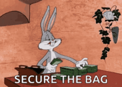 Bugs Bunny Secure The Bag With Money GIF