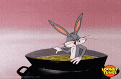 Bugs Bunny Sitting In Soup Pan GIF