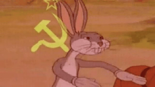 Bugs Bunny Wearing Hammer And Sickle Hat Holding Basketball GIF