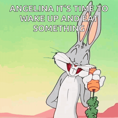 Bugs Bunny With Carrot Tells Angelina Wake Up GIF