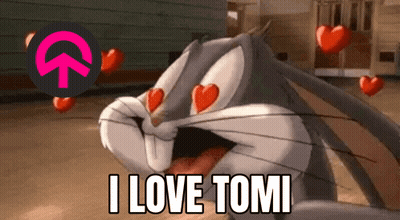 Bugs Bunny With Hearts In His Eyes And The Words I Love Tomi Below Him GIF