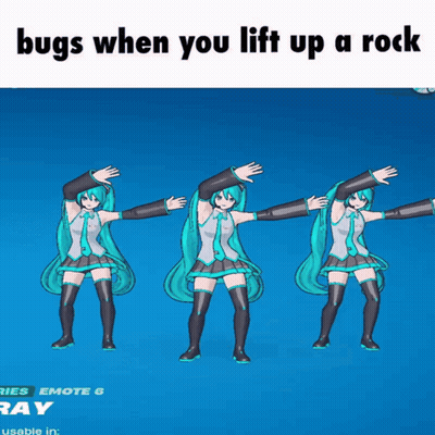 Bugs When You Lift Up A Rock Meme With Hatsune Miku On A Blue Background GIF