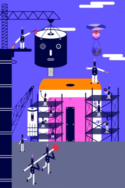 Build Construction Crane Vector Art GIF