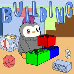 Build Lego Playing Pudgy Penguin GIF