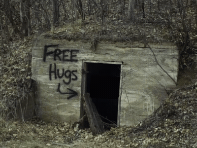 Building In Woods With Free Hugs GIF