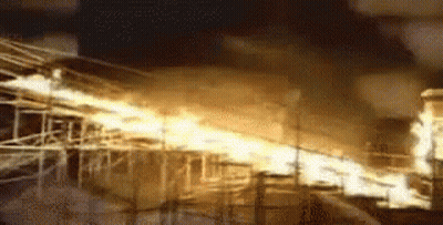 Building On Fire At Night GIF