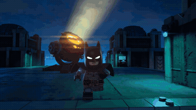 Building With Batman Statue Saying Justice League GIF