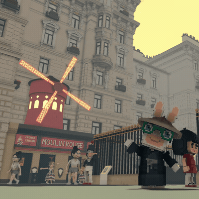 Building With Moulin Rouge Sign GIF
