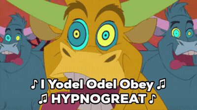Bull Cartoon Saying Yodel Odel Obey Hypnogreat GIF