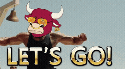 Bull In Sunglasses And Bell Saying Let's Go GIF