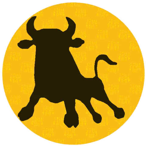Bull In Yellow Circle Sticker