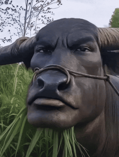 Bull Statue With Rope Around Neck GIF