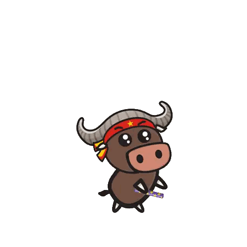 Bull Wearing Red Headband Celebrating Anniversary Sticker