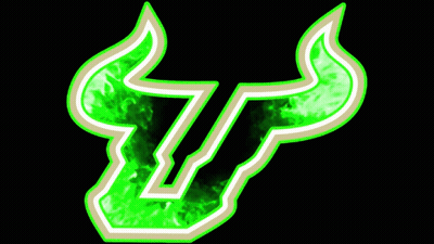 Bull With Glowing Green And White Horns On Black GIF