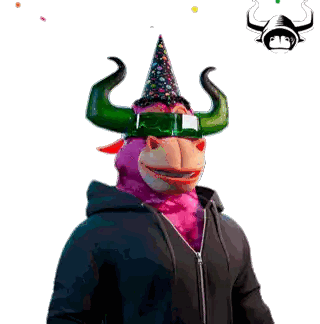 Bull With Party Hat And Sunglasses Sticker