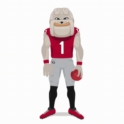 Bulldog in Number 1 Jersey Holding Football