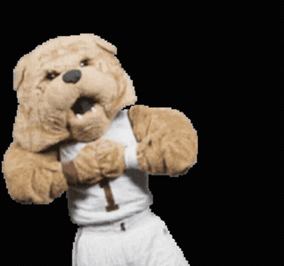 Bulldog Mascot In White Number 1 Shirt GIF