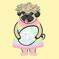 Bulldog Wearing Colorful Clothes Good Morning Happy Easter GIF